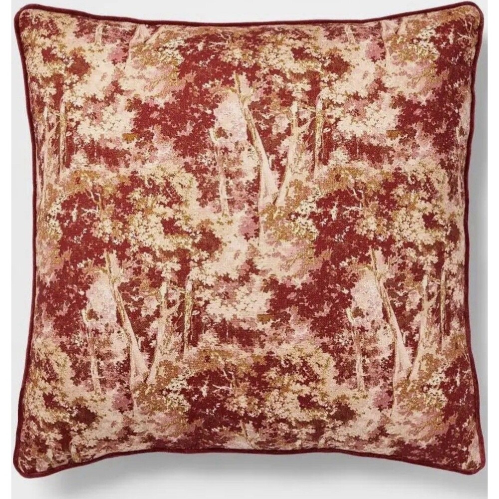 Abstract Tree Throw Pillow 24”x24”Burgundy Threshold Studio McGee